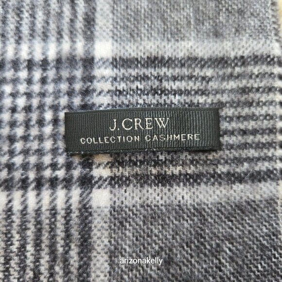 NWOT Cashmere J. Crew Collection Grey Plaid Scarf - Picture 5 of 8